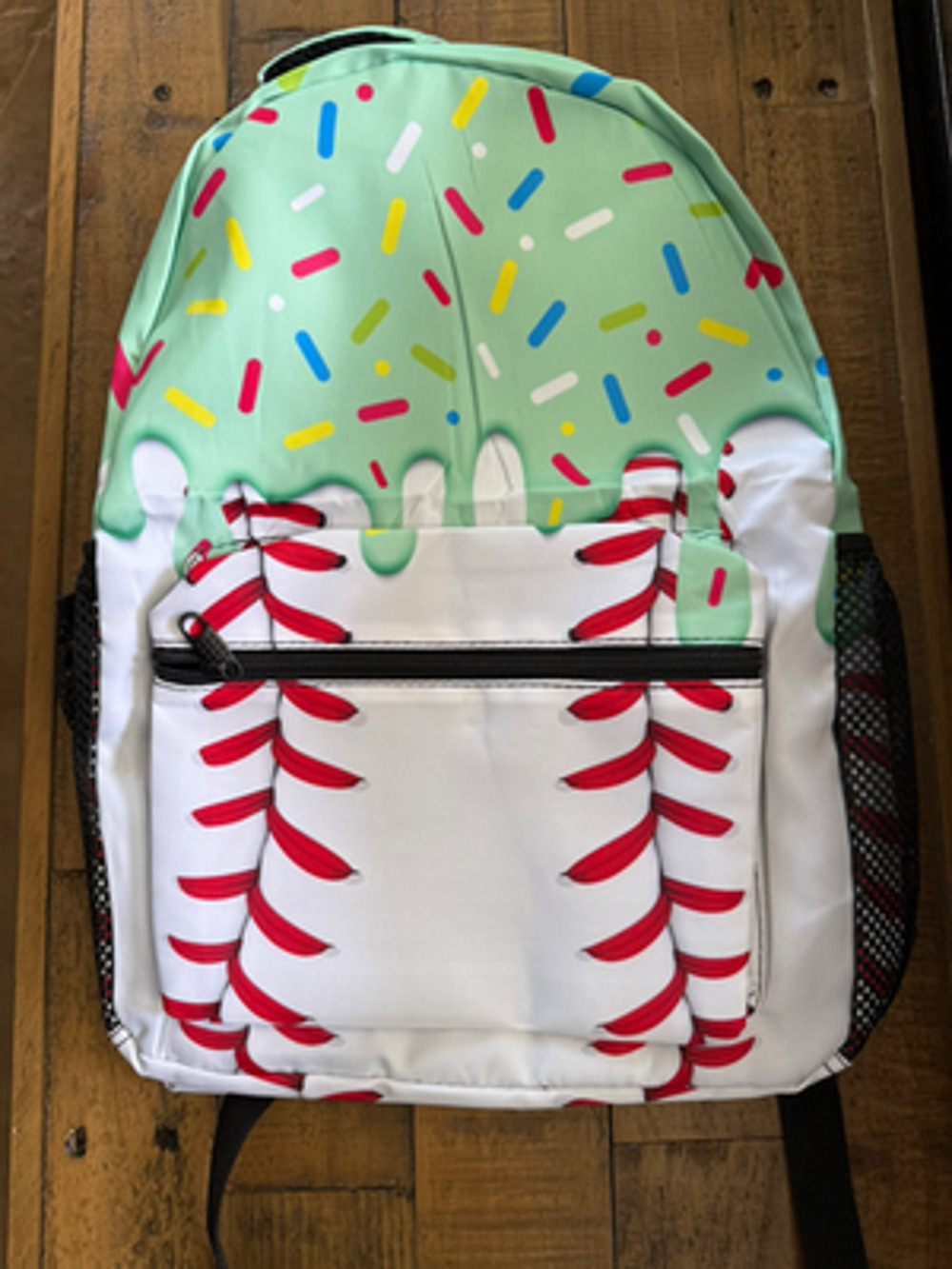 GiftRomance Kids Baseball Drip Backpack Mint Green